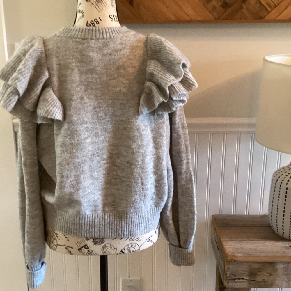 Divided Gray Ruffled Sweater - Picture 4 of 5